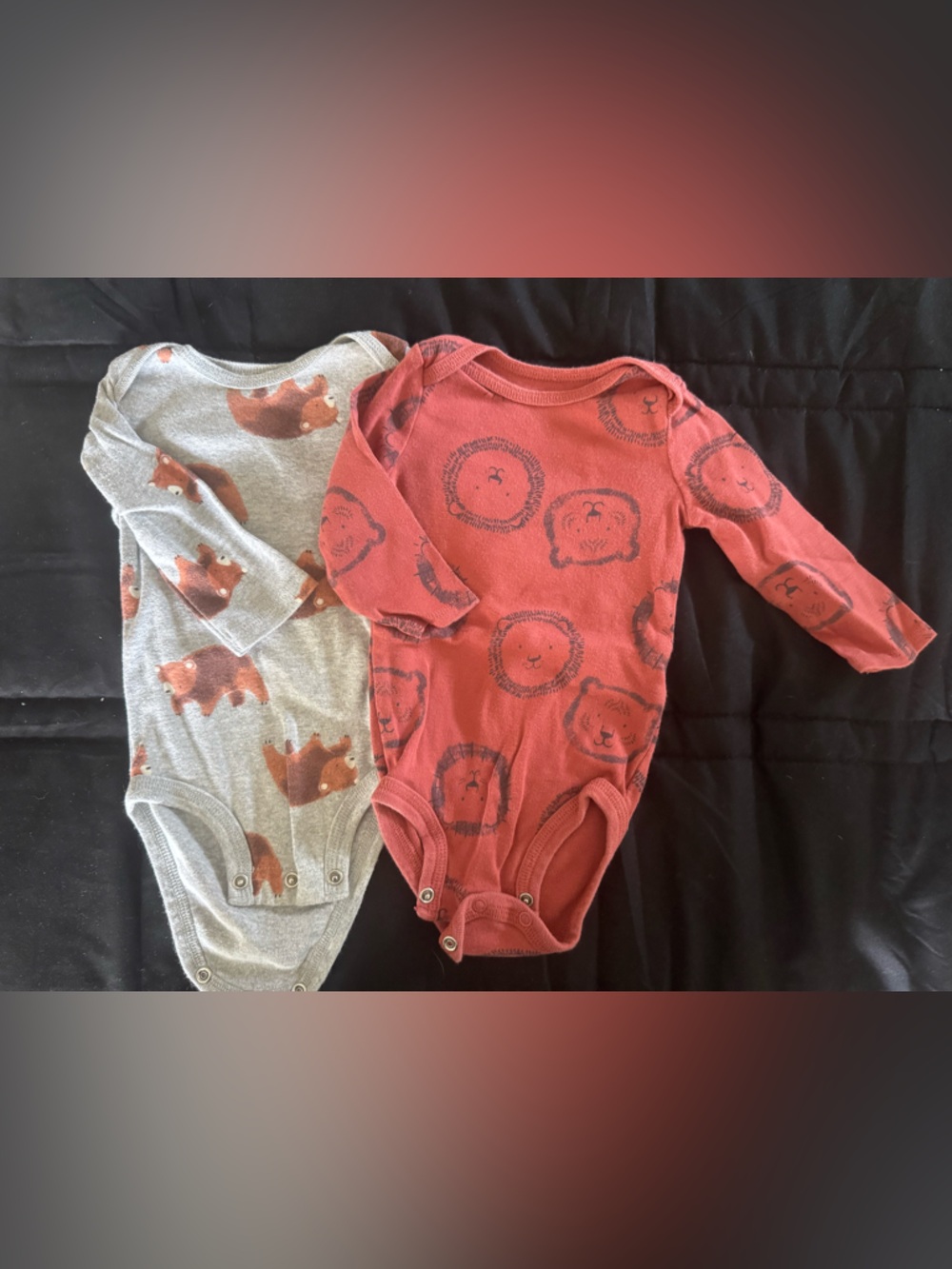 Carter's Long-Sleeve Bodysuit Duo - Rust Red & Heather Gray